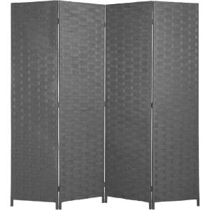imageRoom Divider Wood Screen 6 Panel Folding Portable Partition Screens Wooden Mesh Woven Design Room Screen Divider for Home Office BlackGrey
