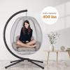 imageEgg Chair Hammock Chair Basket Chair Hanging Swing Chair UV Resistant Cushion with Stand for Indoor Bedroom Outdoor Garden BackyardBlack and Grey