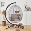 imageEgg Chair Hammock Chair Basket Chair Hanging Swing Chair UV Resistant Cushion with Stand for Indoor Bedroom Outdoor Garden BackyardBlack and Grey
