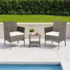 imageFDW  4Piece Patio Furniture Set  Gray ampamp Khakhi  Outdoor Wicker Furniture with Coffee Table  Modern Rattan Chairs Conversation Set  Outdoor Seating  WeatherResistant  for Porch Garden LawnGray and Khaki