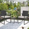 imageFDW  4Piece Patio Furniture Set  Gray ampamp Khakhi  Outdoor Wicker Furniture with Coffee Table  Modern Rattan Chairs Conversation Set  Outdoor Seating  WeatherResistant  for Porch Garden LawnKhaki