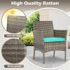 imageFDW  4Piece Patio Furniture Set  Gray ampamp Khakhi  Outdoor Wicker Furniture with Coffee Table  Modern Rattan Chairs Conversation Set  Outdoor Seating  WeatherResistant  for Porch Garden LawnGray and Blue