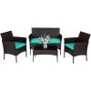 imageFDW  4Piece Patio Furniture Set  Gray ampamp Khakhi  Outdoor Wicker Furniture with Coffee Table  Modern Rattan Chairs Conversation Set  Outdoor Seating  WeatherResistant  for Porch Garden LawnBrown and Blue