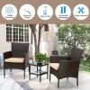 imageFDW  4Piece Patio Furniture Set  Gray ampamp Khakhi  Outdoor Wicker Furniture with Coffee Table  Modern Rattan Chairs Conversation Set  Outdoor Seating  WeatherResistant  for Porch Garden LawnBrown
