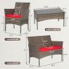imageFDW  4Piece Patio Furniture Set  Gray ampamp Khakhi  Outdoor Wicker Furniture with Coffee Table  Modern Rattan Chairs Conversation Set  Outdoor Seating  WeatherResistant  for Porch Garden LawnGray and Red