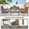 imageFDW  4Piece Patio Furniture Set  Gray ampamp Khakhi  Outdoor Wicker Furniture with Coffee Table  Modern Rattan Chairs Conversation Set  Outdoor Seating  WeatherResistant  for Porch Garden LawnGray and Khaki