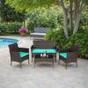imageFDW  4Piece Patio Furniture Set  Gray ampamp Khakhi  Outdoor Wicker Furniture with Coffee Table  Modern Rattan Chairs Conversation Set  Outdoor Seating  WeatherResistant  for Porch Garden LawnBrown and Blue