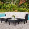 imageFDW  4Piece Patio Furniture Set  Gray ampamp Khakhi  Outdoor Wicker Furniture with Coffee Table  Modern Rattan Chairs Conversation Set  Outdoor Seating  WeatherResistant  for Porch Garden LawnKhaki