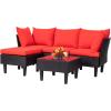 imageFDW  4Piece Patio Furniture Set  Gray ampamp Khakhi  Outdoor Wicker Furniture with Coffee Table  Modern Rattan Chairs Conversation Set  Outdoor Seating  WeatherResistant  for Porch Garden LawnRed