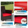 imageFDW  4Piece Patio Furniture Set  Gray ampamp Khakhi  Outdoor Wicker Furniture with Coffee Table  Modern Rattan Chairs Conversation Set  Outdoor Seating  WeatherResistant  for Porch Garden LawnBrown and Red