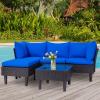 imageFDW  4Piece Patio Furniture Set  Gray ampamp Khakhi  Outdoor Wicker Furniture with Coffee Table  Modern Rattan Chairs Conversation Set  Outdoor Seating  WeatherResistant  for Porch Garden LawnBlue