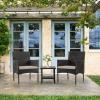 imageFDW  4Piece Patio Furniture Set  Gray ampamp Khakhi  Outdoor Wicker Furniture with Coffee Table  Modern Rattan Chairs Conversation Set  Outdoor Seating  WeatherResistant  for Porch Garden LawnBlack