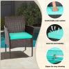 imageFDW  4Piece Patio Furniture Set  Gray ampamp Khakhi  Outdoor Wicker Furniture with Coffee Table  Modern Rattan Chairs Conversation Set  Outdoor Seating  WeatherResistant  for Porch Garden LawnBrown and Blue