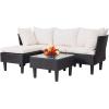 imageFDW  4Piece Patio Furniture Set  Gray ampamp Khakhi  Outdoor Wicker Furniture with Coffee Table  Modern Rattan Chairs Conversation Set  Outdoor Seating  WeatherResistant  for Porch Garden LawnKhaki