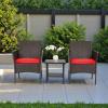 imageFDW  4Piece Patio Furniture Set  Gray ampamp Khakhi  Outdoor Wicker Furniture with Coffee Table  Modern Rattan Chairs Conversation Set  Outdoor Seating  WeatherResistant  for Porch Garden LawnBrown and Red