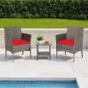 imageFDW  4Piece Patio Furniture Set  Gray ampamp Khakhi  Outdoor Wicker Furniture with Coffee Table  Modern Rattan Chairs Conversation Set  Outdoor Seating  WeatherResistant  for Porch Garden LawnGray and Red