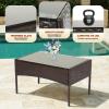 imageFDW  4Piece Patio Furniture Set  Gray ampamp Khakhi  Outdoor Wicker Furniture with Coffee Table  Modern Rattan Chairs Conversation Set  Outdoor Seating  WeatherResistant  for Porch Garden LawnBrown and Blue