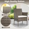 imageFDW  4Piece Patio Furniture Set  Gray ampamp Khakhi  Outdoor Wicker Furniture with Coffee Table  Modern Rattan Chairs Conversation Set  Outdoor Seating  WeatherResistant  for Porch Garden LawnGray and Khaki