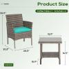 imageFDW  4Piece Patio Furniture Set  Gray ampamp Khakhi  Outdoor Wicker Furniture with Coffee Table  Modern Rattan Chairs Conversation Set  Outdoor Seating  WeatherResistant  for Porch Garden LawnGray and Blue