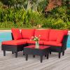 imageFDW  4Piece Patio Furniture Set  Gray ampamp Khakhi  Outdoor Wicker Furniture with Coffee Table  Modern Rattan Chairs Conversation Set  Outdoor Seating  WeatherResistant  for Porch Garden LawnRed