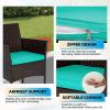 imageFDW  4Piece Patio Furniture Set  Gray ampamp Khakhi  Outdoor Wicker Furniture with Coffee Table  Modern Rattan Chairs Conversation Set  Outdoor Seating  WeatherResistant  for Porch Garden LawnBrown and Blue