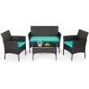 imageFDW  4Piece Patio Furniture Set  Gray ampamp Khakhi  Outdoor Wicker Furniture with Coffee Table  Modern Rattan Chairs Conversation Set  Outdoor Seating  WeatherResistant  for Porch Garden LawnBlue
