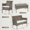 imageFDW  4Piece Patio Furniture Set  Gray ampamp Khakhi  Outdoor Wicker Furniture with Coffee Table  Modern Rattan Chairs Conversation Set  Outdoor Seating  WeatherResistant  for Porch Garden LawnGray and Khaki