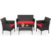 imageFDW  4Piece Patio Furniture Set  Gray ampamp Khakhi  Outdoor Wicker Furniture with Coffee Table  Modern Rattan Chairs Conversation Set  Outdoor Seating  WeatherResistant  for Porch Garden LawnRed
