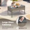 imageFDW  4Piece Patio Furniture Set  Gray ampamp Khakhi  Outdoor Wicker Furniture with Coffee Table  Modern Rattan Chairs Conversation Set  Outdoor Seating  WeatherResistant  for Porch Garden LawnGray and Red