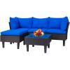 imageFDW  4Piece Patio Furniture Set  Gray ampamp Khakhi  Outdoor Wicker Furniture with Coffee Table  Modern Rattan Chairs Conversation Set  Outdoor Seating  WeatherResistant  for Porch Garden LawnBlue