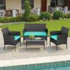 imageFDW  4Piece Patio Furniture Set  Gray ampamp Khakhi  Outdoor Wicker Furniture with Coffee Table  Modern Rattan Chairs Conversation Set  Outdoor Seating  WeatherResistant  for Porch Garden LawnBlue