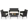 imageFDW  4Piece Patio Furniture Set  Gray ampamp Khakhi  Outdoor Wicker Furniture with Coffee Table  Modern Rattan Chairs Conversation Set  Outdoor Seating  WeatherResistant  for Porch Garden LawnBlack