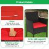imageFDW  4Piece Patio Furniture Set  Gray ampamp Khakhi  Outdoor Wicker Furniture with Coffee Table  Modern Rattan Chairs Conversation Set  Outdoor Seating  WeatherResistant  for Porch Garden LawnBlack and Red