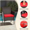 imageFDW  4Piece Patio Furniture Set  Gray ampamp Khakhi  Outdoor Wicker Furniture with Coffee Table  Modern Rattan Chairs Conversation Set  Outdoor Seating  WeatherResistant  for Porch Garden LawnBrown and Red