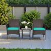 imageFDW  4Piece Patio Furniture Set  Gray ampamp Khakhi  Outdoor Wicker Furniture with Coffee Table  Modern Rattan Chairs Conversation Set  Outdoor Seating  WeatherResistant  for Porch Garden LawnBrown and Blue