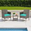 imageFDW  4Piece Patio Furniture Set  Gray ampamp Khakhi  Outdoor Wicker Furniture with Coffee Table  Modern Rattan Chairs Conversation Set  Outdoor Seating  WeatherResistant  for Porch Garden LawnGray and Blue