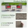 imageFDW  4Piece Patio Furniture Set  Gray ampamp Khakhi  Outdoor Wicker Furniture with Coffee Table  Modern Rattan Chairs Conversation Set  Outdoor Seating  WeatherResistant  for Porch Garden LawnGray and Red