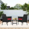 imageFDW  4Piece Patio Furniture Set  Gray ampamp Khakhi  Outdoor Wicker Furniture with Coffee Table  Modern Rattan Chairs Conversation Set  Outdoor Seating  WeatherResistant  for Porch Garden LawnBlack and Red