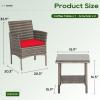 imageFDW  4Piece Patio Furniture Set  Gray ampamp Khakhi  Outdoor Wicker Furniture with Coffee Table  Modern Rattan Chairs Conversation Set  Outdoor Seating  WeatherResistant  for Porch Garden LawnGray and Red