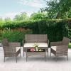 imageFDW  4Piece Patio Furniture Set  Gray ampamp Khakhi  Outdoor Wicker Furniture with Coffee Table  Modern Rattan Chairs Conversation Set  Outdoor Seating  WeatherResistant  for Porch Garden LawnGray and Khaki