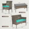 imageFDW  4Piece Patio Furniture Set  Gray ampamp Khakhi  Outdoor Wicker Furniture with Coffee Table  Modern Rattan Chairs Conversation Set  Outdoor Seating  WeatherResistant  for Porch Garden LawnGray and Blue