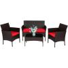 imageFDW  4Piece Patio Furniture Set  Gray ampamp Khakhi  Outdoor Wicker Furniture with Coffee Table  Modern Rattan Chairs Conversation Set  Outdoor Seating  WeatherResistant  for Porch Garden LawnBrown and Red