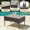 imageFDW  4Piece Patio Furniture Set  Gray ampamp Khakhi  Outdoor Wicker Furniture with Coffee Table  Modern Rattan Chairs Conversation Set  Outdoor Seating  WeatherResistant  for Porch Garden LawnBrown and Red
