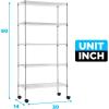 imageFDW 14quot D36quot W72quot H Wire Shelving Unit Metal Shelf with 5 Tier Adjustable Layer Rack Commercial Strong Steel for Restaurant Garage Pantry KitchenChromeChrome