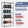 imageFDW 14quot D36quot W72quot H Wire Shelving Unit Metal Shelf with 5 Tier Adjustable Layer Rack Commercial Strong Steel for Restaurant Garage Pantry KitchenChromeBlack