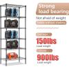 imageFDW 14quot D36quot W72quot H Wire Shelving Unit Metal Shelf with 5 Tier Adjustable Layer Rack Commercial Strong Steel for Restaurant Garage Pantry KitchenChromeBlack