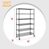 imageFDW 14quot D36quot W72quot H Wire Shelving Unit Metal Shelf with 5 Tier Adjustable Layer Rack Commercial Strong Steel for Restaurant Garage Pantry KitchenChromeBlack
