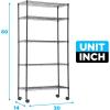 imageFDW 14quot D36quot W72quot H Wire Shelving Unit Metal Shelf with 5 Tier Adjustable Layer Rack Commercial Strong Steel for Restaurant Garage Pantry KitchenChromeBlack