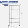 imageFDW 14quot D36quot W72quot H Wire Shelving Unit Metal Shelf with 5 Tier Adjustable Layer Rack Commercial Strong Steel for Restaurant Garage Pantry KitchenChromeChrome