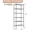 imageFDW 14quot D36quot W72quot H Wire Shelving Unit Metal Shelf with 5 Tier Adjustable Layer Rack Commercial Strong Steel for Restaurant Garage Pantry KitchenChromeBlack